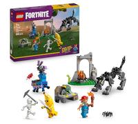 LEGO Fortnite Campo di Bananita e Starter 77075 | Giochi per bambini da 7 anni, con 3 minifigure, 2 animali, banco da lavoro, falò e accessori, regalo per gamer, 250 pezzi