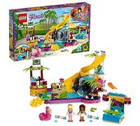 LEGO Friends La festa in Piscina di Andrea con le Mini-doll di Andrea e Stephanie, Postazione DJ, Acquario e Pesce, 41374