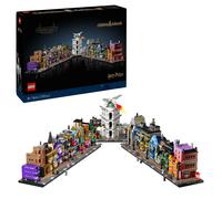 Lego harry potter 76444 negozi di magia di diagon alley, kit modellismo per adulti in microscala con edifici e 12 personaggi