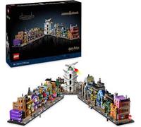 Lego harry potter 76444 negozi di magia di diagon alley, kit modellismo per adulti in microscala con edifici e 12 personaggi