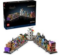 Lego harry potter 76444 negozi di magia di diagon alley, kit modellismo per adulti in microscala con edifici e 12 personaggi