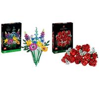 LEGO Icons Bouquet di Rose, Set di Fiori Finti da Costruire, Hobby Creativi per Adulti & 10313 Icons Bouquet Fiori Selvatici Finti con Papaveri e Lavanda Artificiali