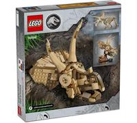Lego jurassic world 76969 fossili di dinosauro: teschio di triceratopo, giocattolo con supporto e minifigure, giochi bambini 9+