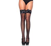 Leg Avenue Lace Top Fishnet Thigh Highs 6261 Černá