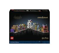 Lego harry potter 76444 negozi di magia di diagon alley, kit modellismo per adulti in microscala con edifici e 12 personaggi