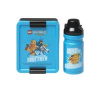 LEGO LUNCH SET - LEGO NINJAGO, Borraccia 390ml e Lunch Box, Design Iconico, Perfetto per Scuola, Ufficio e Viaggi, Lavabile in Lavastoviglie, nero & Azur