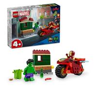 Lego Marvel 76287 Iron Man Con Moto E The Hulk, Giocattolo Con 2 Minifigure Di Supereroi Avengers, Giochi Per Bambini 4+