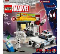 Lego marvel 76311 spider-verse: miles morales contro la macchia, edificio e macchina giocattolo da costruire, giochi bambini9+