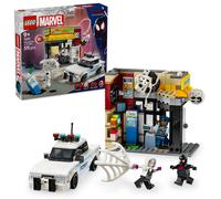 Lego marvel 76311 spider-verse: miles morales contro la macchia, edificio e macchina giocattolo da costruire, giochi bambini9+