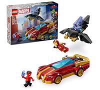LEGO Marvel Auto di Iron Man Car e Black Panther contro Hulk Rosso - Modello di Macchina Giocattolo e Aereo da Costruire con 3 Minifigure di Supereroi, Giochi per Bambini e Bambine da 7 Anni 76310