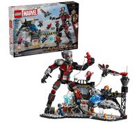 Lego marvel 76314 azione di battaglia captain america: civil war, 8 minifigure avengers e aereo giocattolo quinjet, bambini 10+