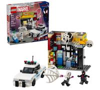 Lego marvel 76311 spider-verse: miles morales contro la macchia, edificio e macchina giocattolo da costruire, giochi bambini9+