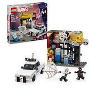 Lego marvel 76311 spider-verse: miles morales contro la macchia, edificio e macchina giocattolo da costruire, giochi bambini9+