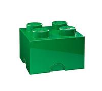 LEGO Storage Brick 4 Knobs verde - Scatola Portaoggetti Impilabile 5,6 l - Contenitore in Plastica con Coperchio, Organizer per Scrivania e Giocattoli