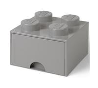 LEGO Mattone Cassetto,4 Pomelli,1 Cassetto,Impilabile Conservazione Box,Grigio