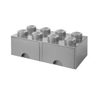 Lego Mattone Cassetto,8 Pomelli,2 Cassetti,Impilabile Conservazione Box,Grigio