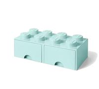 LEGO Mattone Cassetto,8 Pomelli,2 Cassetti,Impilabile Conservazione Box,Verde