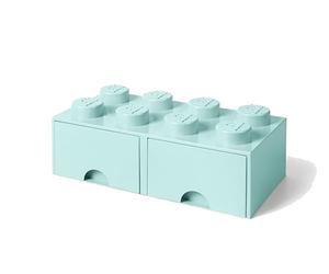 LEGO Mattone Cassetto,8 Pomelli,2 Cassetti,Impilabile Conservazione Box,Verde