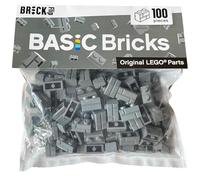 LEGO Mattoni grigi 1 x 2 (100 pezzi), mattoncini singoli per la tua parete, mattoncini da costruzione Bluish Gray per la tua città, Basic Bricks (98283)