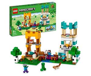 LEGO Minecraft Crafting Box 4.0, Playset 2in1, Torri Fluviali o Cottage del Gatto con le Figure di Alex, Steve, Creeper e Zombie Giocattolo, Giochi per Bambini e Bambine da 8 Anni, Idee Regalo 21249