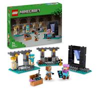 LEGO Minecraft L'Armeria Giocattolo - Include un Portale del Nether e i Personaggi di Alex e del Fabbro con Ascia d'Oro, Spade e Scudi - Regalo per Gamer, Bambini e Bambine da 7 Anni in su - 21252
