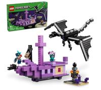 LEGO Minecraft The Ender Dragon and End Ship Building Set, videogioco giocattolo con 2 minifigure Minecraft, set da gioco per bambini, regalo di compleanno per ragazzi e ragazze dagli 8 anni in su,