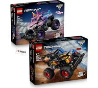 Lego Monster Jam Bundle 42219 & 42220 - Lego Sparkle Smash e Grave Digger, con piastrella stampata