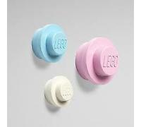 Room Copenhagen Lego - Set di 3 grucce da parete (bianco, azzurro, rosa)