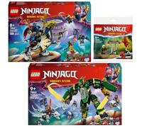 Lego Ninjago 71843 - Set di 3 cavaliere Rogues Mech, 71845 Lloyds Jet-Mech & 30650 Kais e Raptons Duell nel tempio