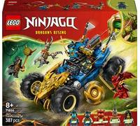 LEGO NINJAGO 2 in 1 Auto Mutaforma di Jay - Macchina Giocattolo con 5 Minifigure Ninja tra cui Kai e Nya oltre a Shuriken e Spade - Regalo di Compleanno per Bambini e Fan da 8 Anni in su - 71856