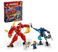 LEGO NINJAGO Kai Elemental Fire Mech Action Figure, Mini Ninja giocattolo per bambini con figura Ninja rossa personalizzabile Plus Kai e Zane, set avventura per ragazzi e ragazze dai 7 anni in su,