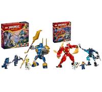 LEGO NINJAGO Mech Elemento Fuoco di Kai, Giochi d'Azione per Bambini e Bambine da 7 Anni & NINJAGO Pack Mech da Battaglia di Jay, Giochi per Bambini e Bambine da 6 Anni in su