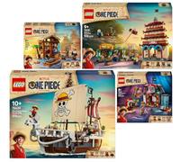 Lego One Piece Set da 4 pezzi: 75639 La nave pirata Flying Lamb, 75638 Showdown im Arlong Park, 75637 Tenda da circo di Buggy dem Clown & 75636 Hütte nel villaggio del mulino a vento