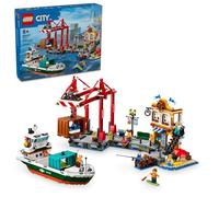 LEGO Porto marittimo cittadino con giocattolo per nave da carico, modello di gru e barca con 8 minifigure incluse, set da costruzione per ragazzi e ragazze dagli 8 anni in su, idea regalo per bambini,