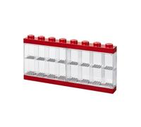 LEGO Scatola espositiva per 16 minifigure rosso, contenitore impilabile per muro o scrivania, ideale per esposizione e conservazione LEGO