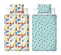 LEGO - Set copripiumino singolo con motivo a mattoni, reversibile, 2 lati, colore blu, con federa coordinata LEGO Design per letto singolo