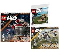 Lego Set da 3 pezzi: 75378 Fuga con il BARC Speeder, 75345 501st Clone Troopers Battle Pack & 30680 AAT