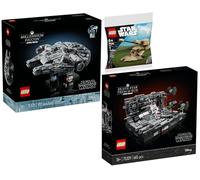 Lego Set di 3: 75375 Millennium Falcon, 75329 Death Star Trench Run Diorama & 30680 AAT
