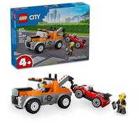 LEGO Set di costruzione per la riparazione di camion e auto sportive, idea regalo per bambini con 2 minifigure e accessori, tra cui un impianto cocleare, giocattolo per camion di rimorchio per ragazzi