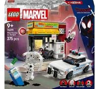 Lego marvel 76311 spider-verse: miles morales contro la macchia, edificio e macchina giocattolo da costruire, giochi bambini9+