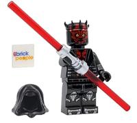 LEGO Star Wars: Darth Maul Minifigure con armatura argento metallizzato, cappuccio, mantello e doppia spada laser