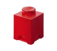 LEGO Storage Brick 1 Knob rosso,Scatola Portaoggetti Impilabile 1,2 l - Contenitore in Plastica con Coperchio, Organizer per Scrivania e Giocattoli
