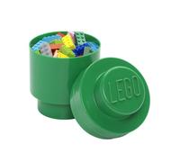 LEGO Storage Brick 1 Knob Round verde, Contenitore Impilabile con Coperchio, 950 ml, Ø123x183 mm, Perfetto per Casa, Ufficio e Cameretta