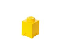 LEGO Storage Brick 1 Knob Yellow,Scatola Portaoggetti Impilabile 1,2 l - Contenitore in Plastica con Coperchio, Organizer per Scrivania e Giocattoli