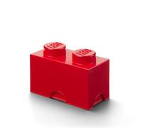 LEGO Storage Brick 2 Knobs rosso, Scatola Portaoggetti Impilabile 2,6 l - Contenitore in Plastica con Coperchio, Organizer per Scrivania e Giocattoli