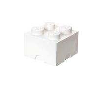 LEGO Storage Brick 4 Knobs bianco - Scatola Portaoggetti Impilabile 5,6 l - Contenitore in Plastica con Coperchio, Organizer per Scrivania e Giocattoli