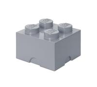 LEGO Storage Brick 4 Knobs grigio pietra medio - Scatola Portaoggetti Impilabile 5,6 l - Contenitore in Plastica con Coperchio, Organizer per Scrivania e Giocattoli