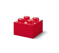 LEGO Storage Brick 4 manopole rosso traslucido - Scatola portaoggetti impilabile in plastica con coperchio, per bambini e adulti, organizer da scrivania e scatola dei giocattoli