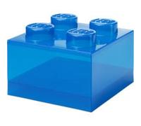 Room Copenhagen Scatola portaoggetti LEGO Storage Brick 4 con coperchio manopole blu traslucido