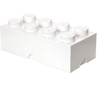 LEGO Storage Brick 8 Knobs bianco - Contenitore Impilabile 12,1 l - Scatola in Plastica con Coperchio, Organizer per Scrivania e Porta Giochi